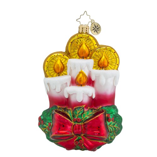 Christopher Radko All Is Calm, All Is Bright Wreaths & Warmth Candle Christmas Ornament