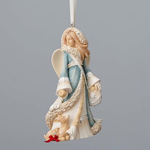 Enesco Foundations Angel with Fawn Ornament 4 In