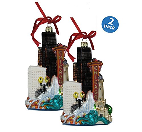 Kurt Adler Chicago Glass Cityscape, Christmas Ornament…