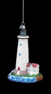 Kurt Adler Noble Gems Glass Lighthouse Ornament #NB0760