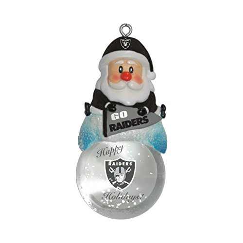 NFL Oakland Raiders Snow Globe Ornament, Silver, 1.5″