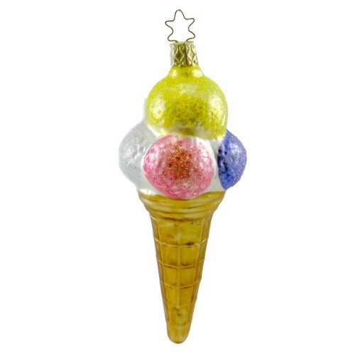Inge Glas QUADRUPLE SCOOP Blown Glass Ornament Ice Cream Birthday 229706