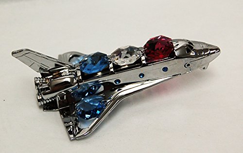 Chrome Plated Space Shuttle Free Standing with Mixed Swarovski Element Crystal