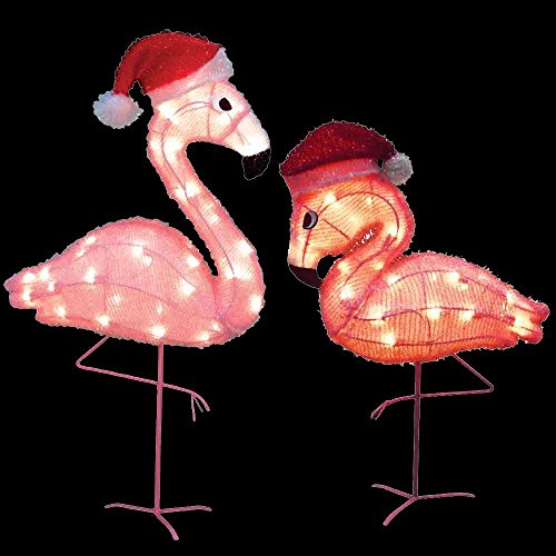 Candy Cane Lane Pre-Lit 3D Sculpture Outdoor Christmas Flamingo (Set of 2)