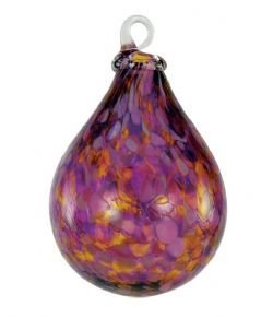 Blown Glass Purple Rain Raindrop Ornament 3.5″
