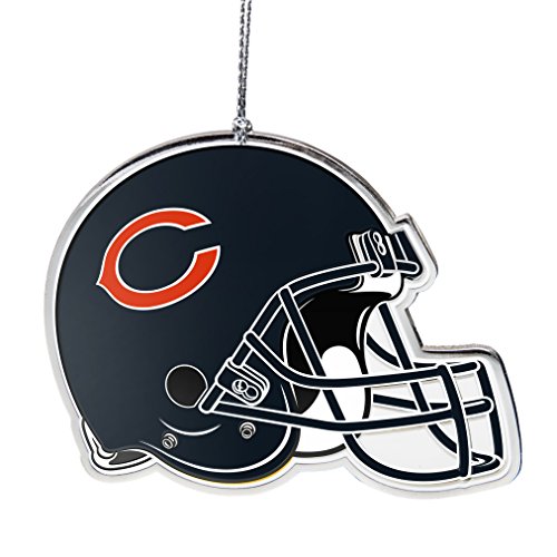 NFL Chicago Bears Flat Metal Helmet Ornament, Silver, 3″ Width and 2.25″ Height