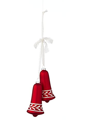 Sage & Co. XAO16758RW 7.5″ Glass Bell Drop Ornament