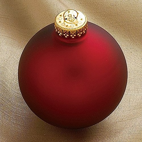 Kurt Adler Matte Red 4-Piece Glass Ball Ornament Set, 80mm