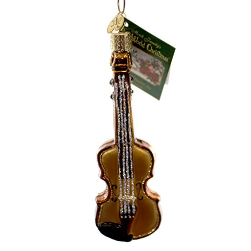Old World Christmas VIOLIN Glass Glass Ornament Instrument 38008 Gold