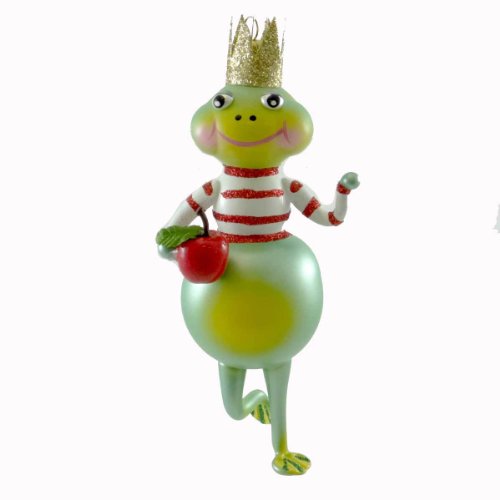De Carlini FROG WITH STRIPPED T-SHIRT Glass Italian Christmas Ornament A5686