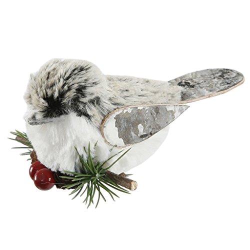 Vickerman 356678 – 4.5″ Furry Birch Bird with Pine Berry Christmas Tree Ornament (P140262)