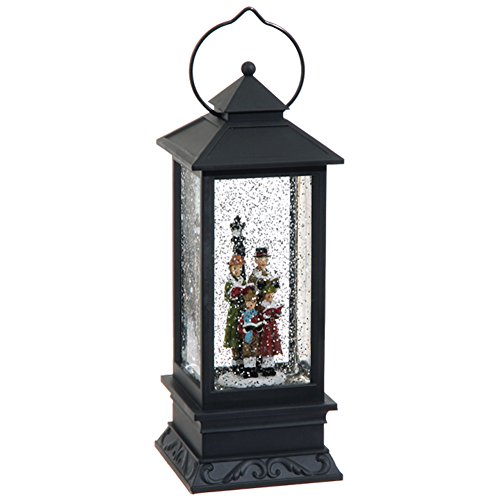 Lighted Caroler Family Water Snow Glitter Globe Lantern Decor, 10.5 Inch, Battery Operated with Timer
