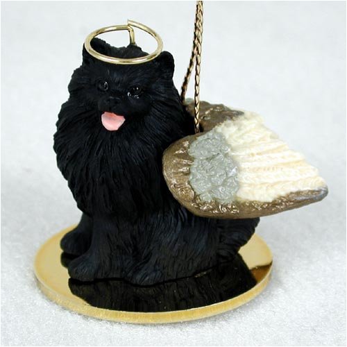 1 X Pomeranian Angel Dog Ornament – Black