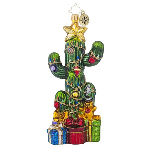 Christopher Radko Desert Dress Up Cactus Glass Christmas Ornament – 6″H