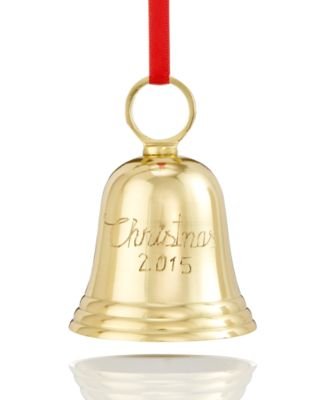 Holiday Lane Christmas 2015 Gold Dated 3″Bell Ornament