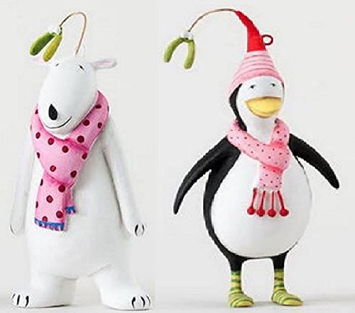 Mistle Toes Penguin & Polar Bear Ornament Set by 180 Degrees
