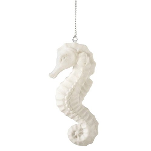 3.75″ Under the Sea Tropical White Seahorse Porcelain Christmas Ornament