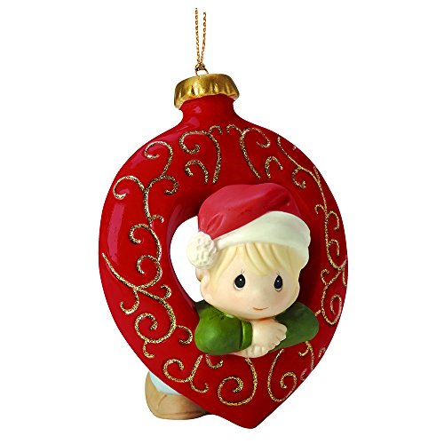 Precious Moments, Christmas Gifts, “You Fill My Heart”, Boy, Bisque Porcelain Ornament, #161029
