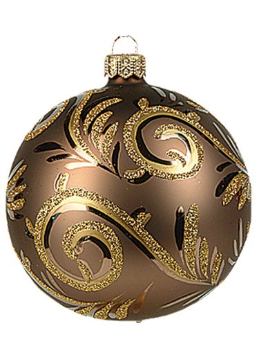 Brown Line Swirls Fine Decoration Polish Glass Christmas Ornament Decoration