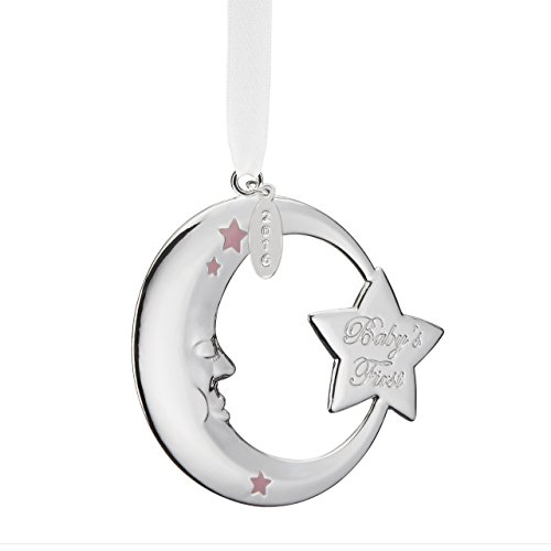 Reed & Barton Baby’s First Christmas Moon Ornament- Pink