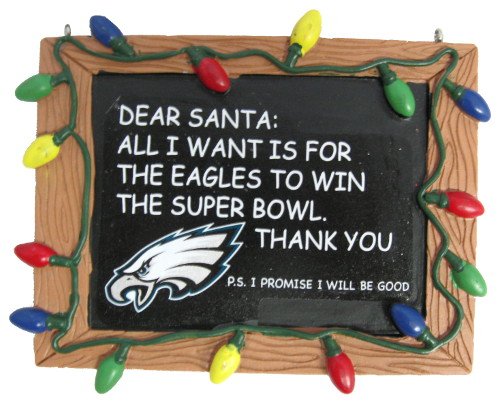 Philadelphia Eagles Official NFL 3 inch x 4 inch Chalkboard Sign Christmas Ornament