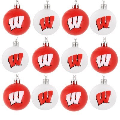 NCAA Ball Ornament (Set of 12) NCAA Team: Wisconsin