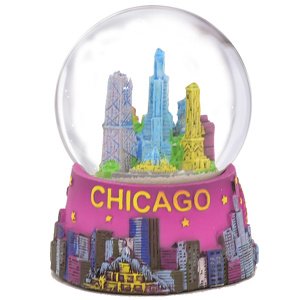 Chicago Snow Globe 45mm 2.5 Inch Purple Chicago Snow Globes from Chicago Souvenirs Collection