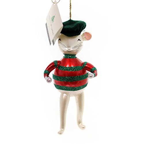 De Carlini FRENCH MOUSE Blown Glass Ornament Christmas A5690 GREEN