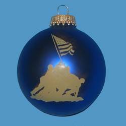 2.5″ U.S. Marine Corps Glass Ball With Iwo Jima Valor Silhouette Art Decorative Christmas Ornament