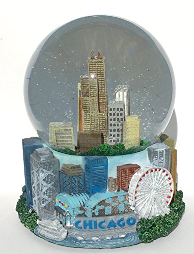 Chicago Windy City Musical Snow Globe Glitterdome 100mm Skyline Replica