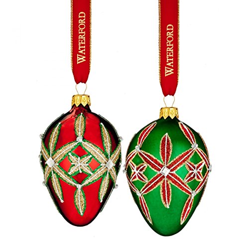 Waterford 2016 Holiday Heirloom Nostalgic Collection Lismore Egg Ornaments, Set of 2