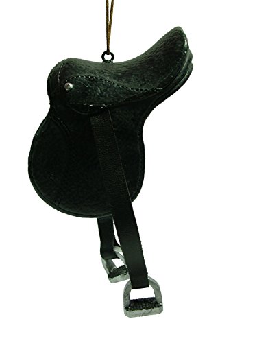 Black English Riding Saddle Dangle Leather Stirrups Horse Equestrian Christmas Ornament