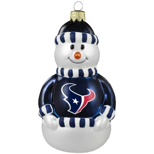 NFL Houston Texans Blown Glass Snowman Ornament