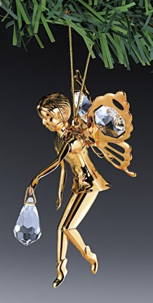 FAIRY 24K Gold Plated Swarovski Crystal Ornament New