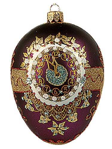 Faberge Inspired Purple Cuckoo Egg Polish Mouth Blown Glass Christmas or Easter Ornament
