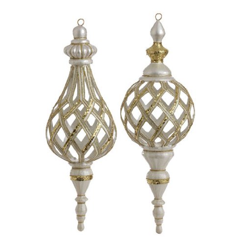 RAZ Imports – Ivory, Gold and Silver Large Finial Ornaments