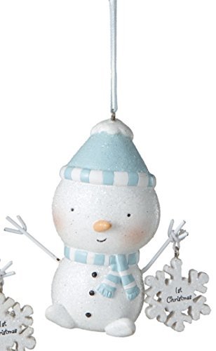 Blue Baby Boy First Christmas Baby Snowman Resin Christmas Ornament – Size 3.5 in.