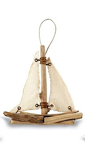 Mud Pie Sailboat Ornament, Choice of Style (White/Natural)