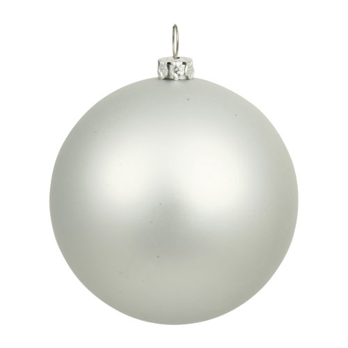 Vickerman Matte Finish Seamless Shatterproof Christmas Ball Ornament, UV Resistant with Drilled Cap, 6 per Bag, 4″, Silver
