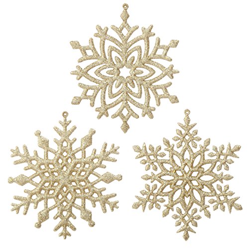 RAZ Imports – 5″ Champagne Snowflake Christmas Tree Ornaments – Set of 3