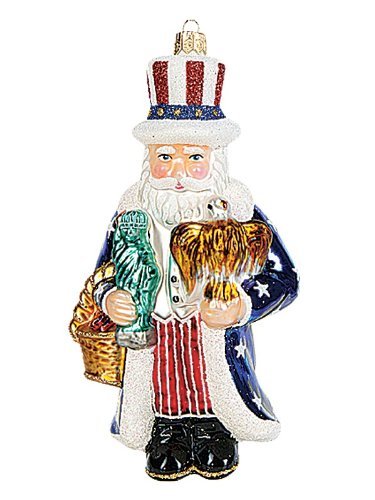 Uncle Sam Santa Claus Polish Blown Glass Christmas Ornament by Pinnacle Peak Trading Company
