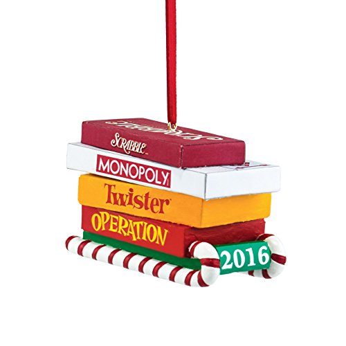 Department 56 Hasbro Board Games on Sled Ornament, 3″