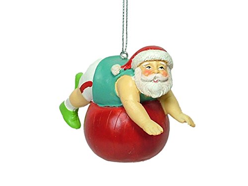 Santa Claus on Exercise Fitness Balance Ball Yoga Christmas Tree Ornament