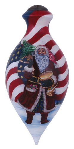 Ne’Qwa Art, Christmas Gifts, “American Santa” Artist Pipka Ulvilden, Brilliant-Shaped Glass Ornament, #7141118