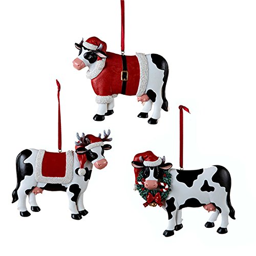Christmas Cow Ornament 3 Assorted