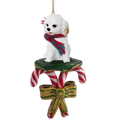 Cockapoo White Candy Cane Ornament by Conversation Concepts
