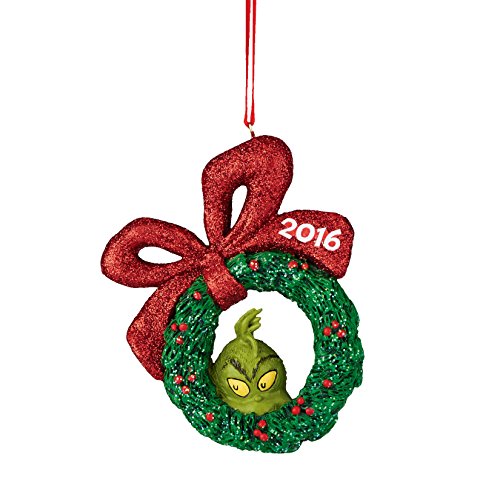 Department 56 Grinch From 2016 Grinch Wreath Ornament 3.5 In