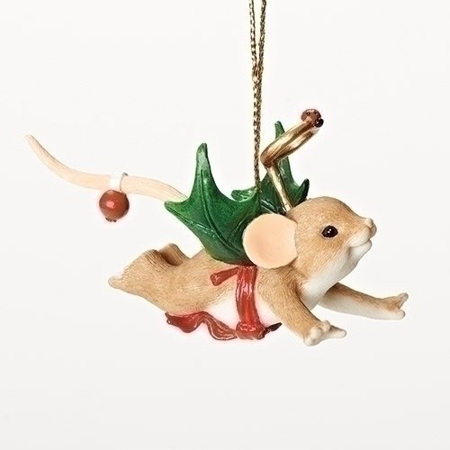 Charming Tails My Little Holly-Day Angel Mouse with Holly Wings Ornament
