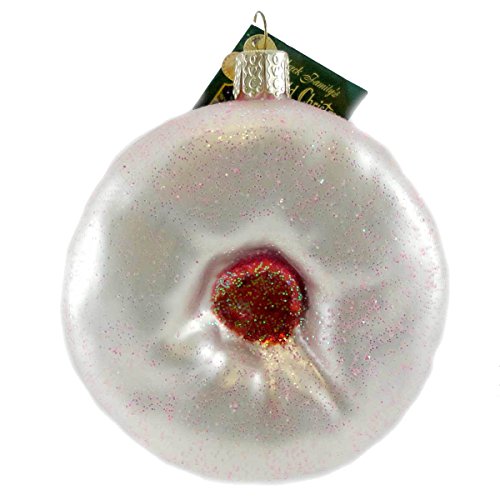 Old World Christmas FROSTED DOUGHNUT Glass Ornament Cake Pastry Sweets 32057 WHITE