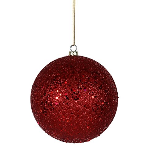 Vickerman Sequin Ball Ornament, 200mm, Red